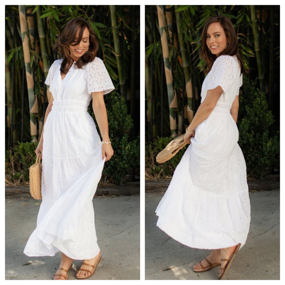 NWT Anthropologie Maeve Somerset Eyelet Tiered Maxi Dress XS